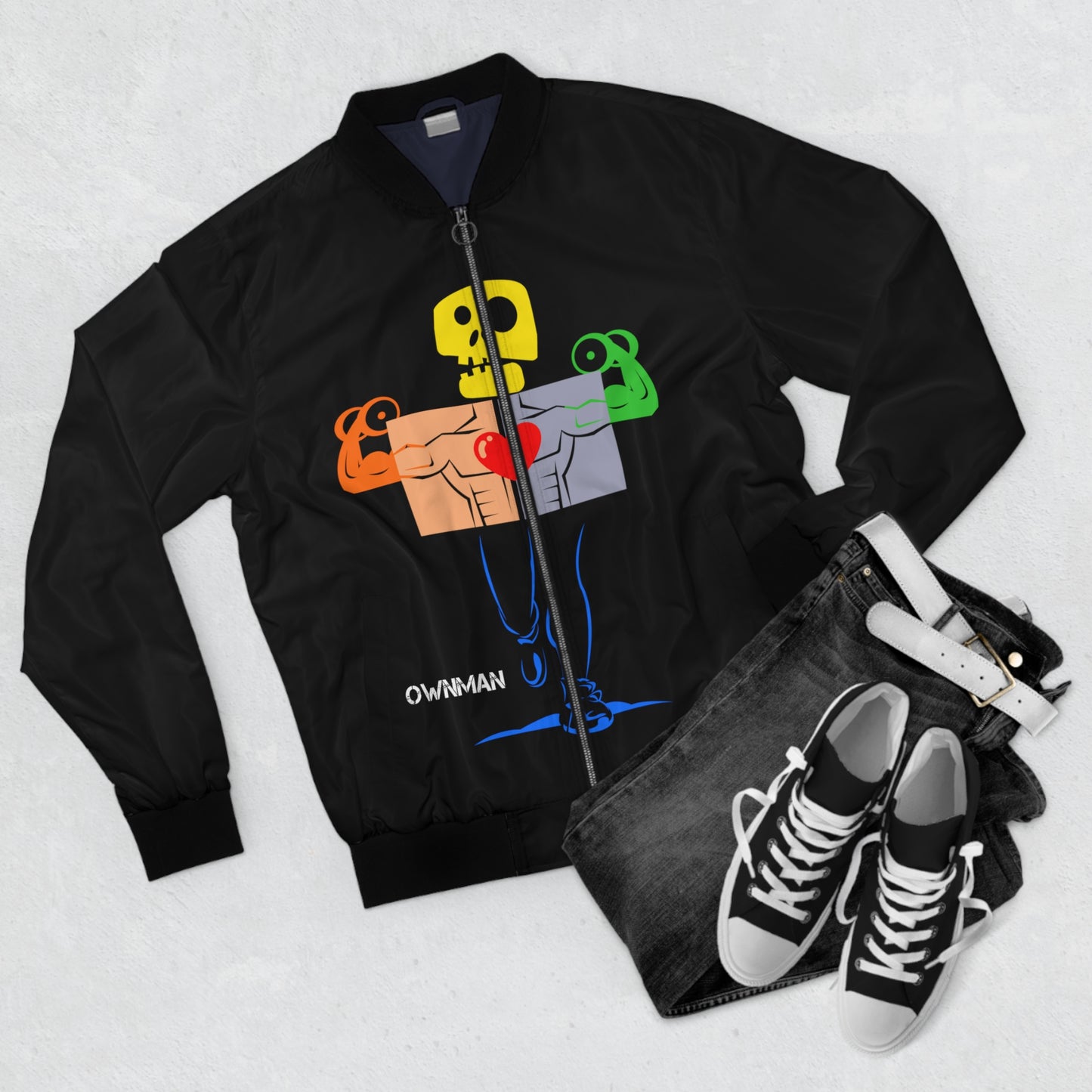 OWN MAN Men's Bomber Jacket Black