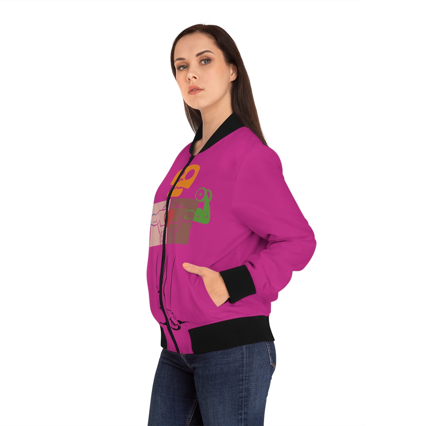 OWN MAN - Women's Bomber Jacket Dark Pink